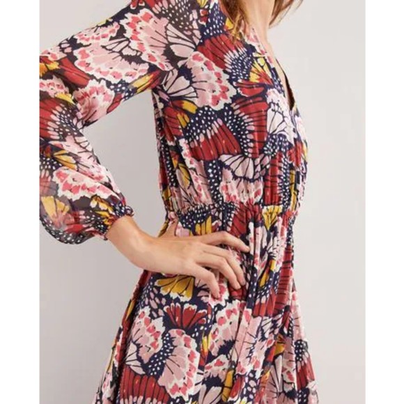 Boden Dresses Boden Nwt Floral Butterfly Long Sleeve Kaftan Mini